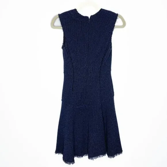Rebecca Taylor Stretch Tweed Navy Combo Sleeveless Mini Sheath Dress 0 - Picture 7 of 16